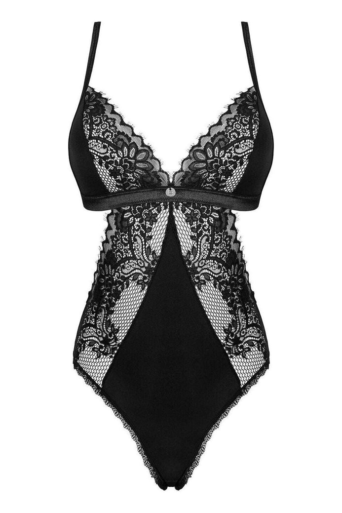 Body Maderris - lenjerie seducătoare cu decolteu sexy și din dantelă, negru